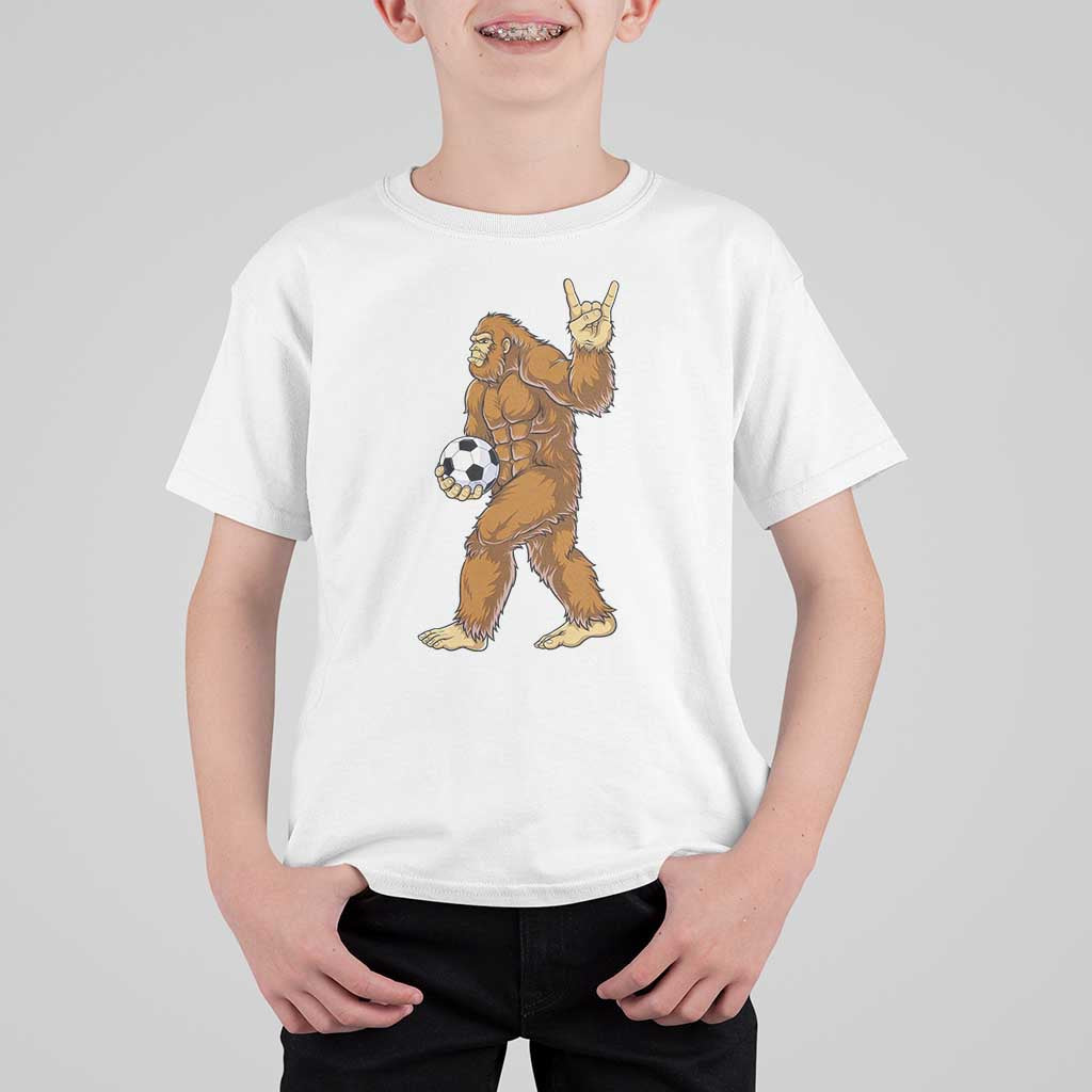 Funny Bigfoot Soccer Player T Shirt For Kid Folklore Cryptid Gift