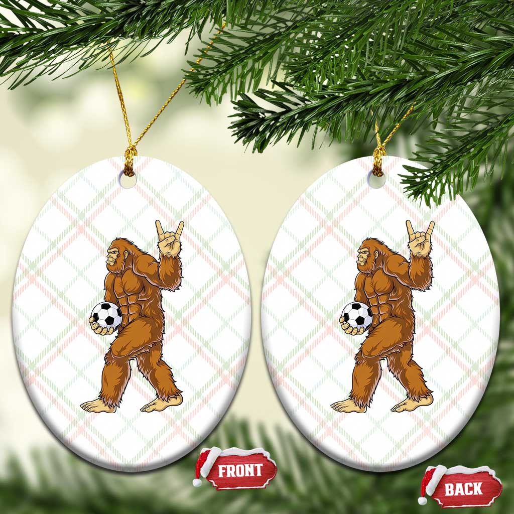 Funny Bigfoot Soccer Player Ceramic Ornament Folklore Cryptid Gift
