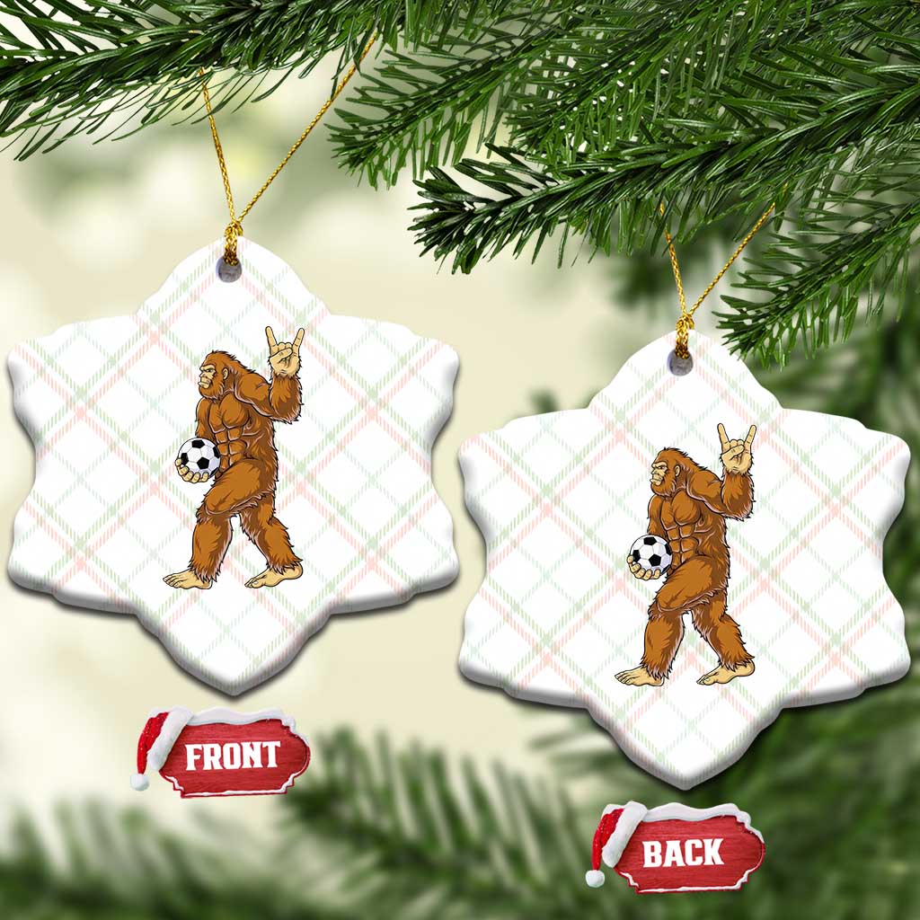 Funny Bigfoot Soccer Player Ceramic Ornament Folklore Cryptid Gift