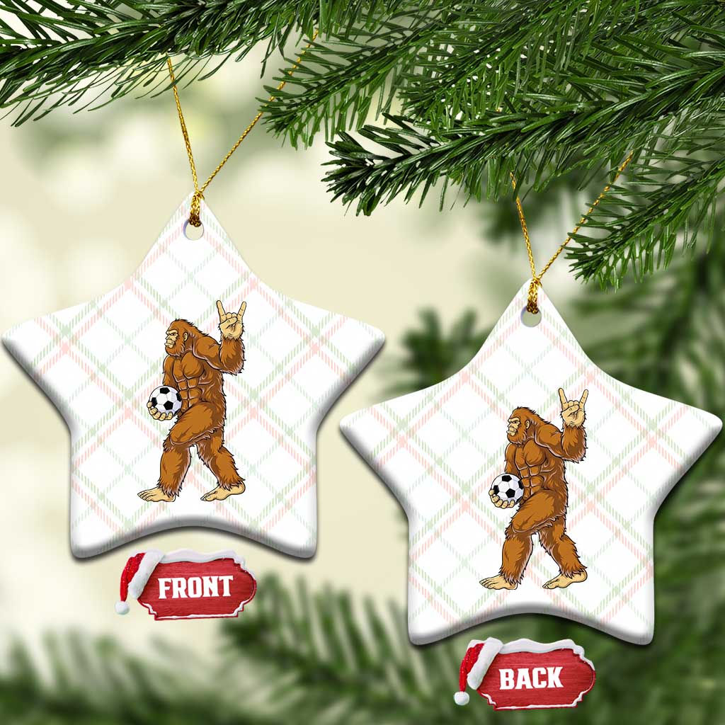 Funny Bigfoot Soccer Player Ceramic Ornament Folklore Cryptid Gift
