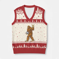 Funny Bigfoot Soccer Player V-Neck Knit Sweater Vest Folklore Cryptid Gift