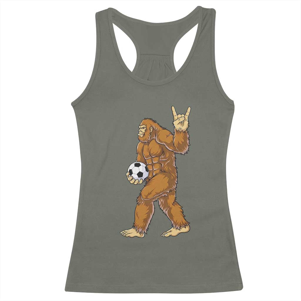 Funny Bigfoot Soccer Player Racerback Tank Top Folklore Cryptid Gift