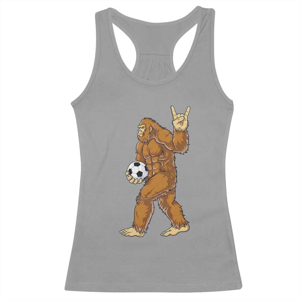 Funny Bigfoot Soccer Player Racerback Tank Top Folklore Cryptid Gift