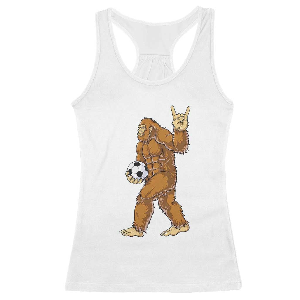 Funny Bigfoot Soccer Player Racerback Tank Top Folklore Cryptid Gift