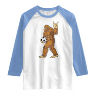 Funny Bigfoot Soccer Player Raglan Shirt Folklore Cryptid Gift