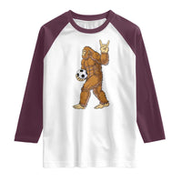 Funny Bigfoot Soccer Player Raglan Shirt Folklore Cryptid Gift