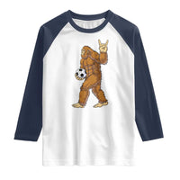 Funny Bigfoot Soccer Player Raglan Shirt Folklore Cryptid Gift