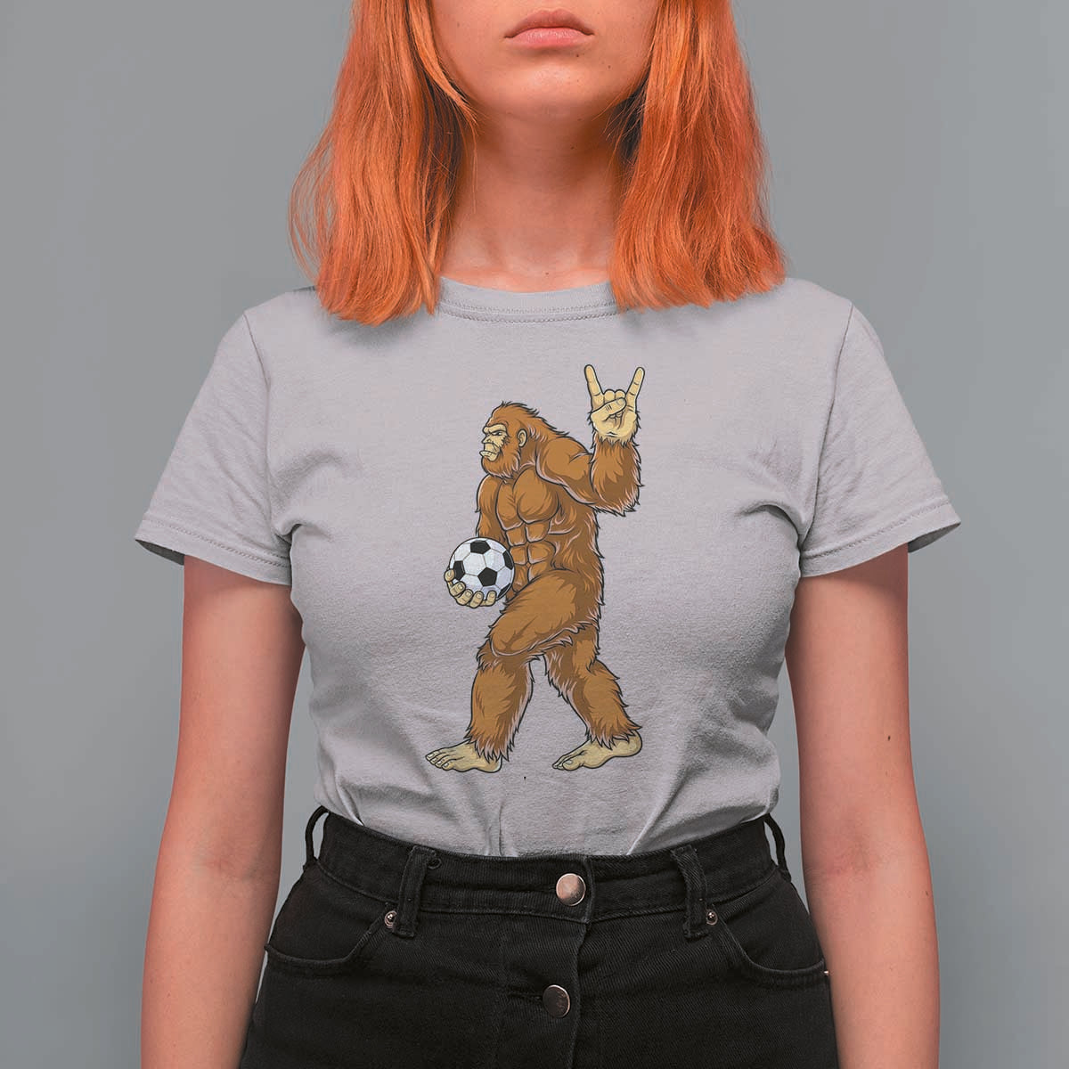 Funny Bigfoot Soccer Player T Shirt For Women Folklore Cryptid Gift