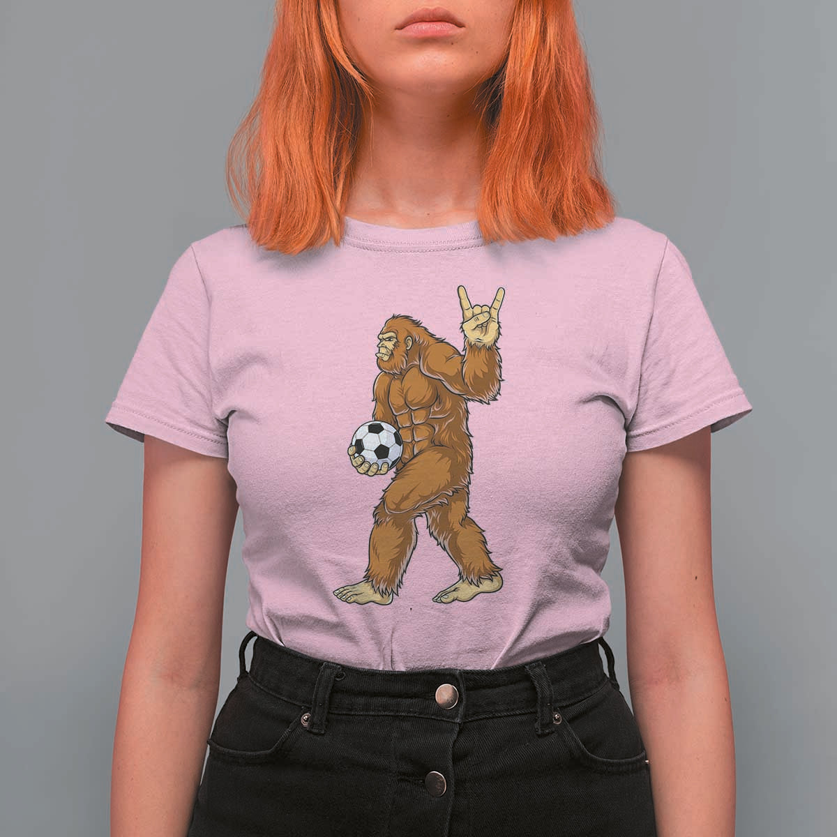 Funny Bigfoot Soccer Player T Shirt For Women Folklore Cryptid Gift
