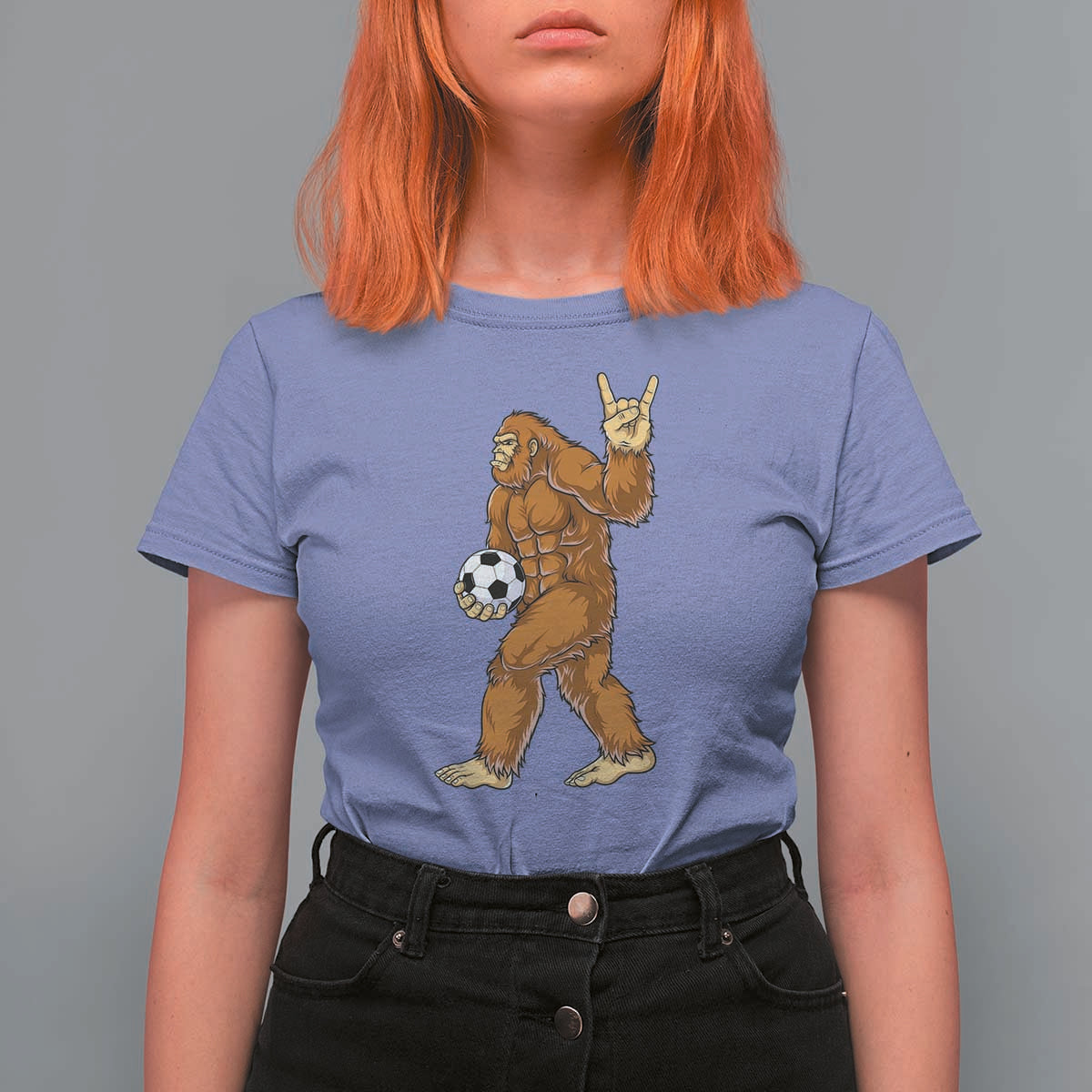 Funny Bigfoot Soccer Player T Shirt For Women Folklore Cryptid Gift