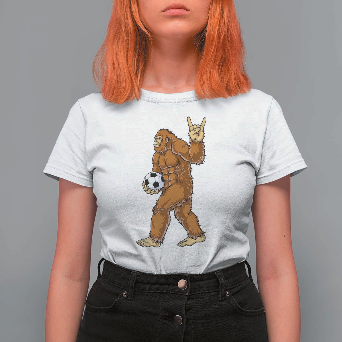 Funny Bigfoot Soccer Player T Shirt For Women Folklore Cryptid Gift
