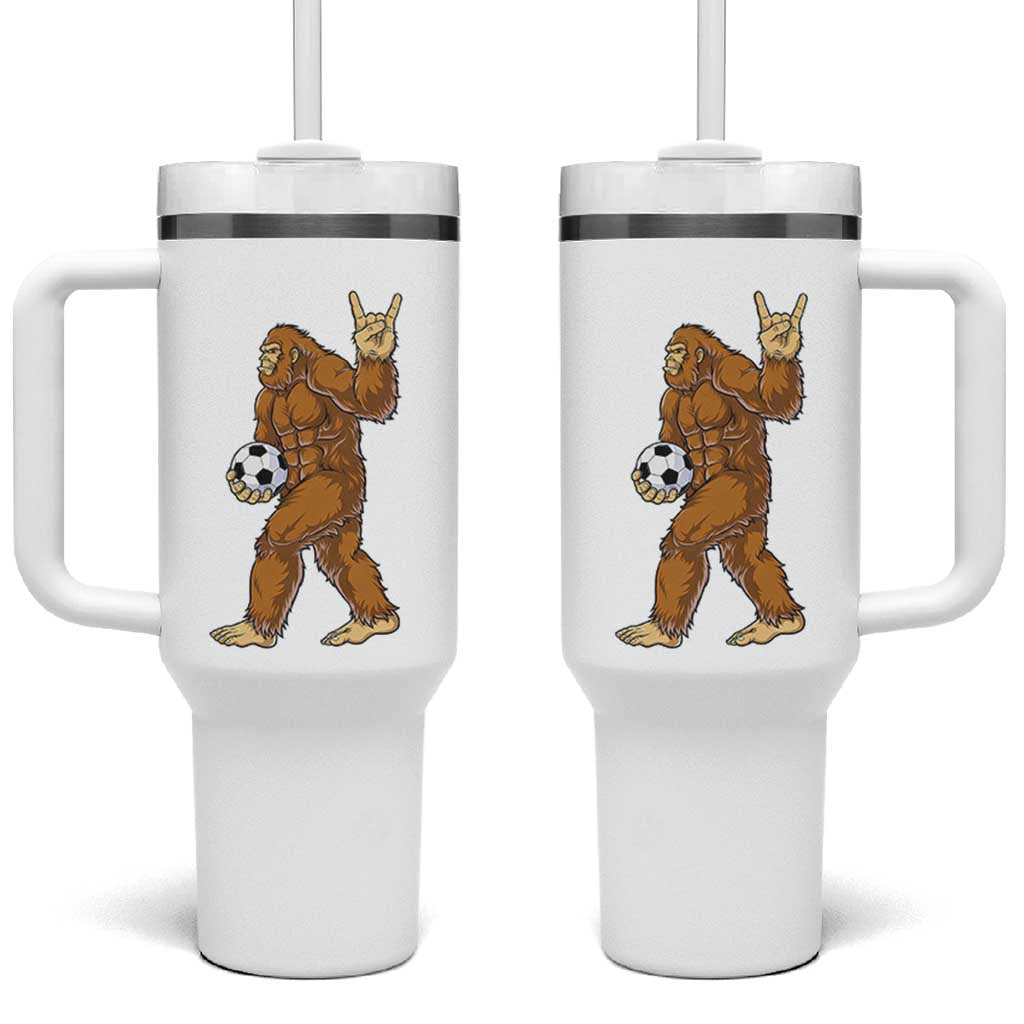 Funny Bigfoot Soccer Player Tumbler With Handle Folklore Cryptid Gift