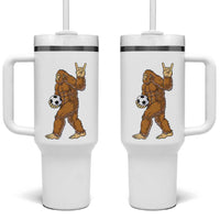 Funny Bigfoot Soccer Player Tumbler With Handle Folklore Cryptid Gift