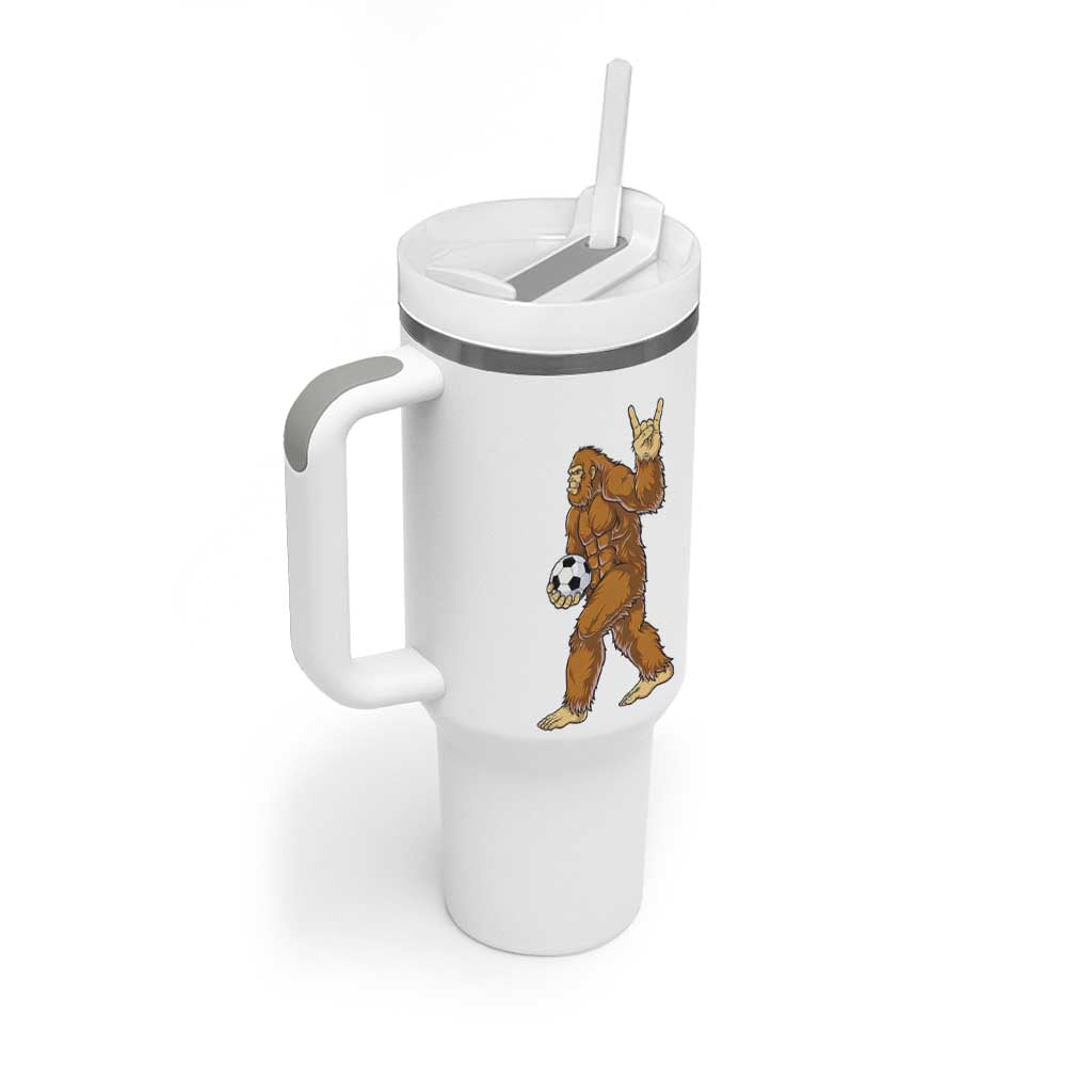 Funny Bigfoot Soccer Player Tumbler With Handle Folklore Cryptid Gift