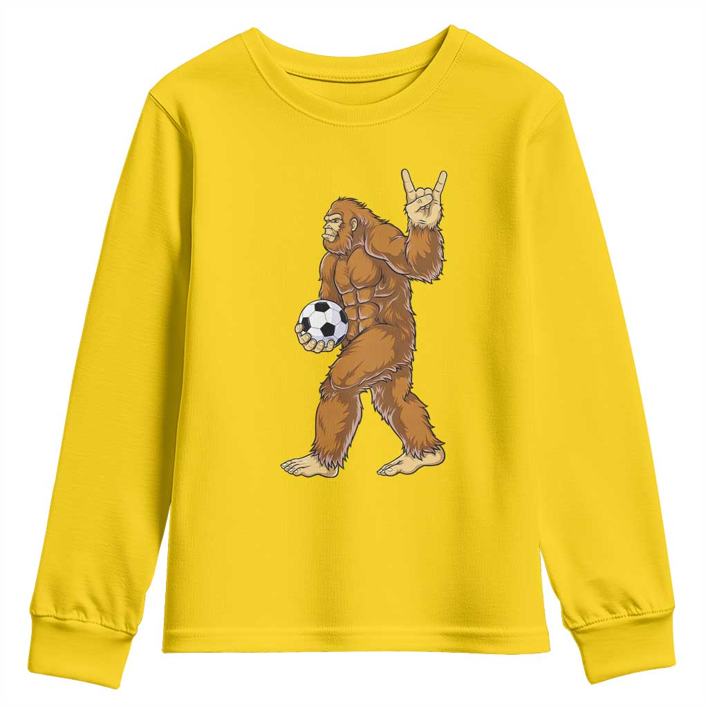 Funny Bigfoot Soccer Player Youth Sweatshirt Folklore Cryptid Gift