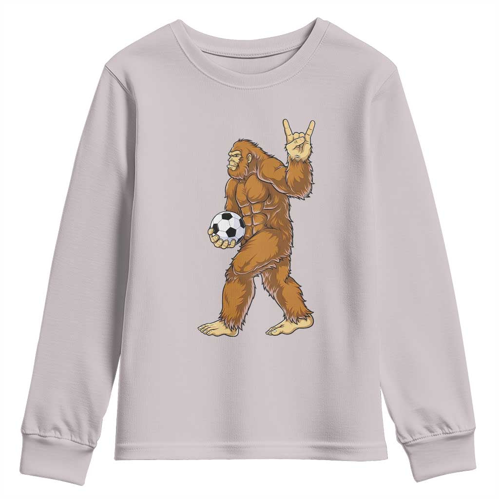 Funny Bigfoot Soccer Player Youth Sweatshirt Folklore Cryptid Gift