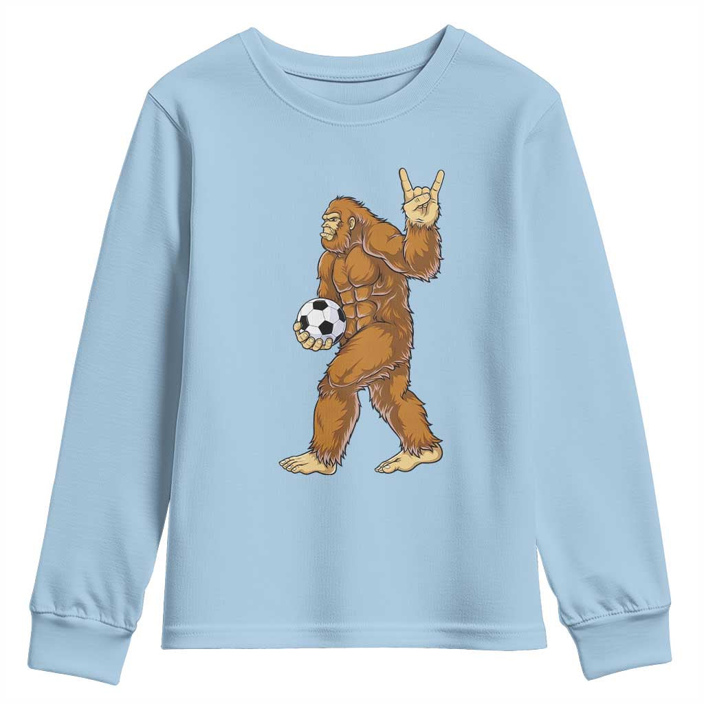 Funny Bigfoot Soccer Player Youth Sweatshirt Folklore Cryptid Gift