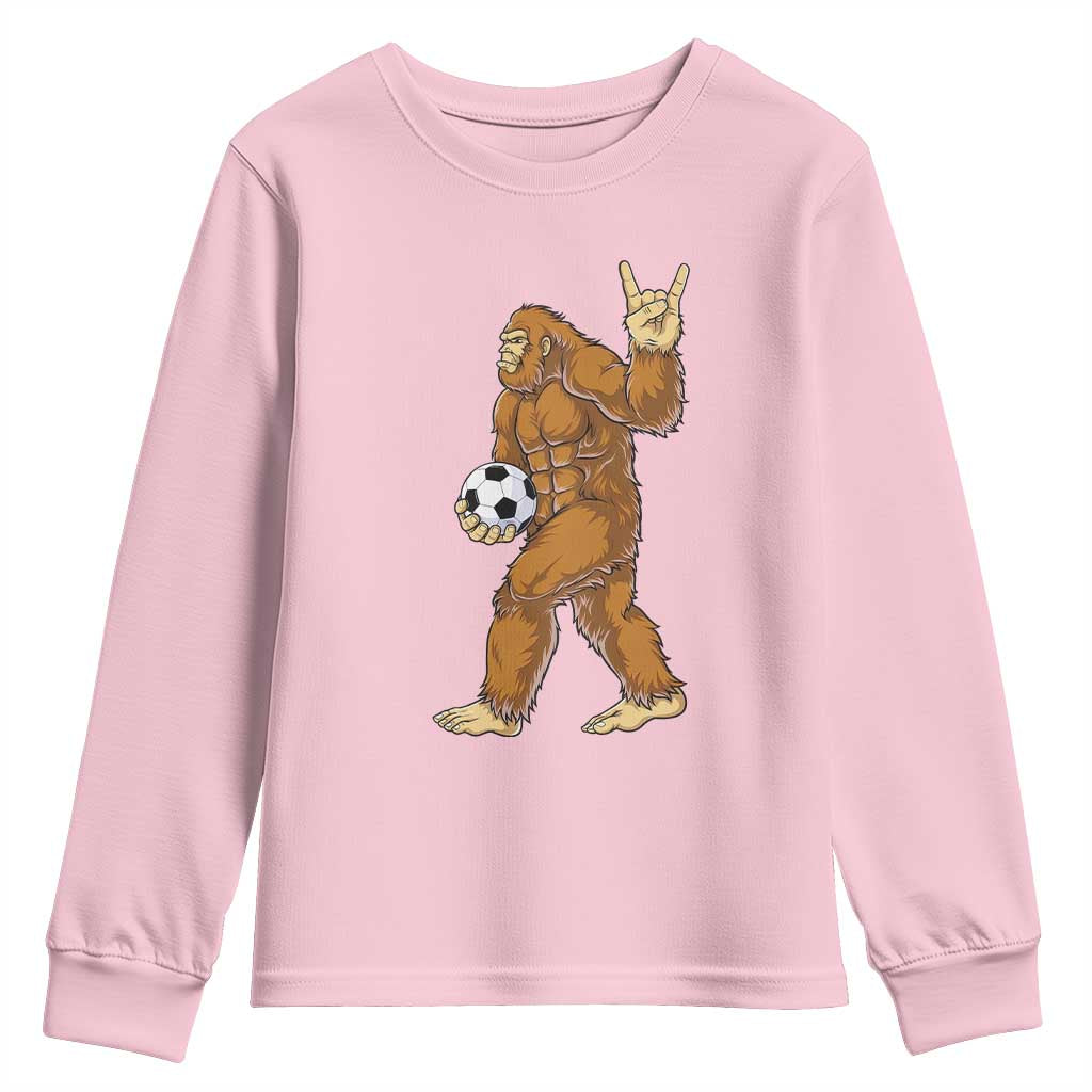 Funny Bigfoot Soccer Player Youth Sweatshirt Folklore Cryptid Gift