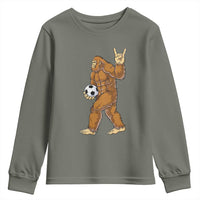 Funny Bigfoot Soccer Player Youth Sweatshirt Folklore Cryptid Gift