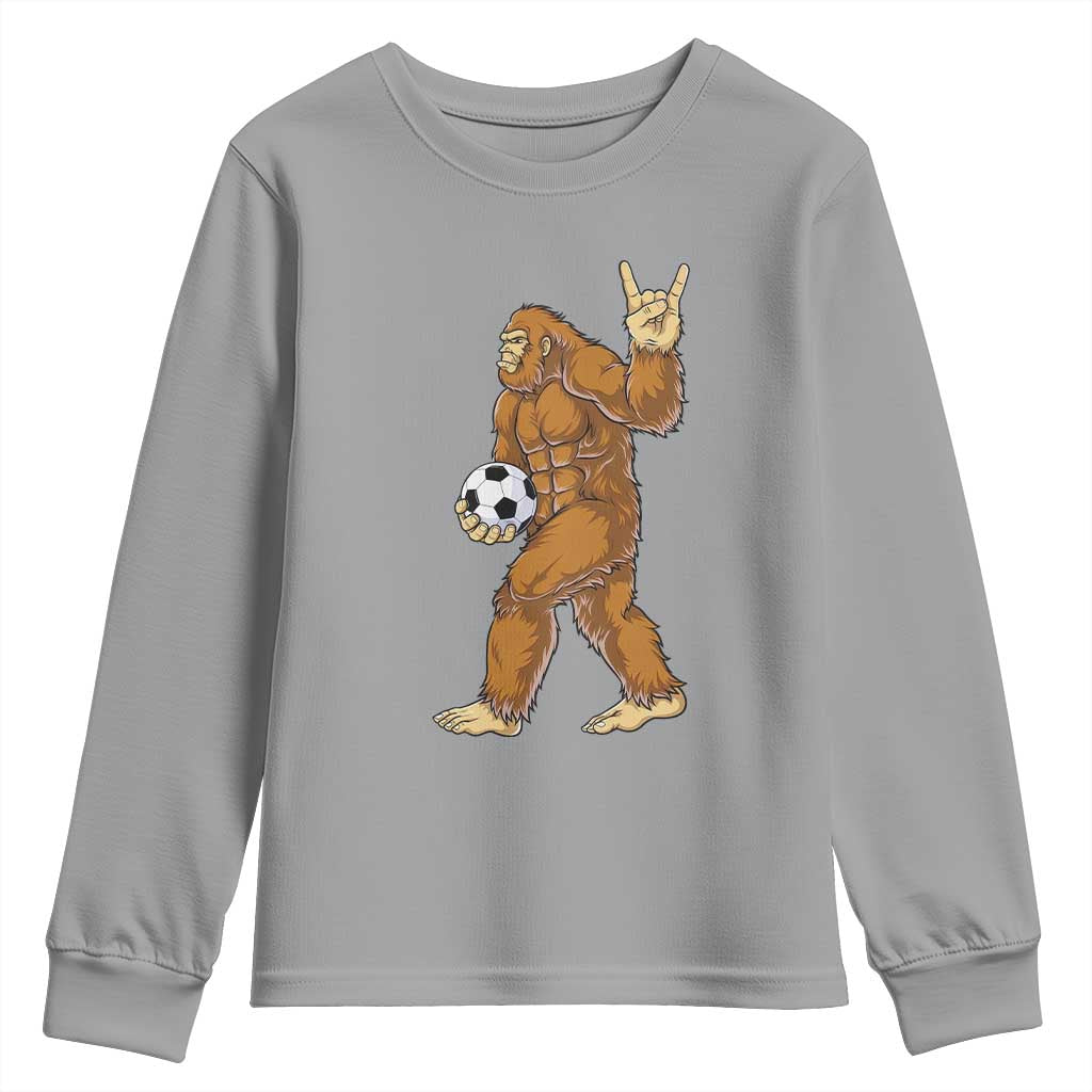 Funny Bigfoot Soccer Player Youth Sweatshirt Folklore Cryptid Gift