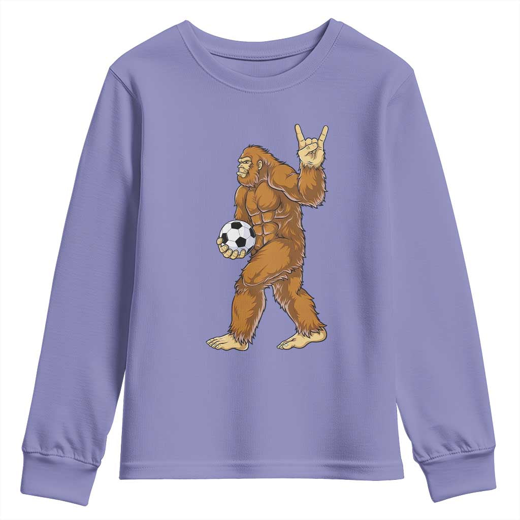 Funny Bigfoot Soccer Player Youth Sweatshirt Folklore Cryptid Gift