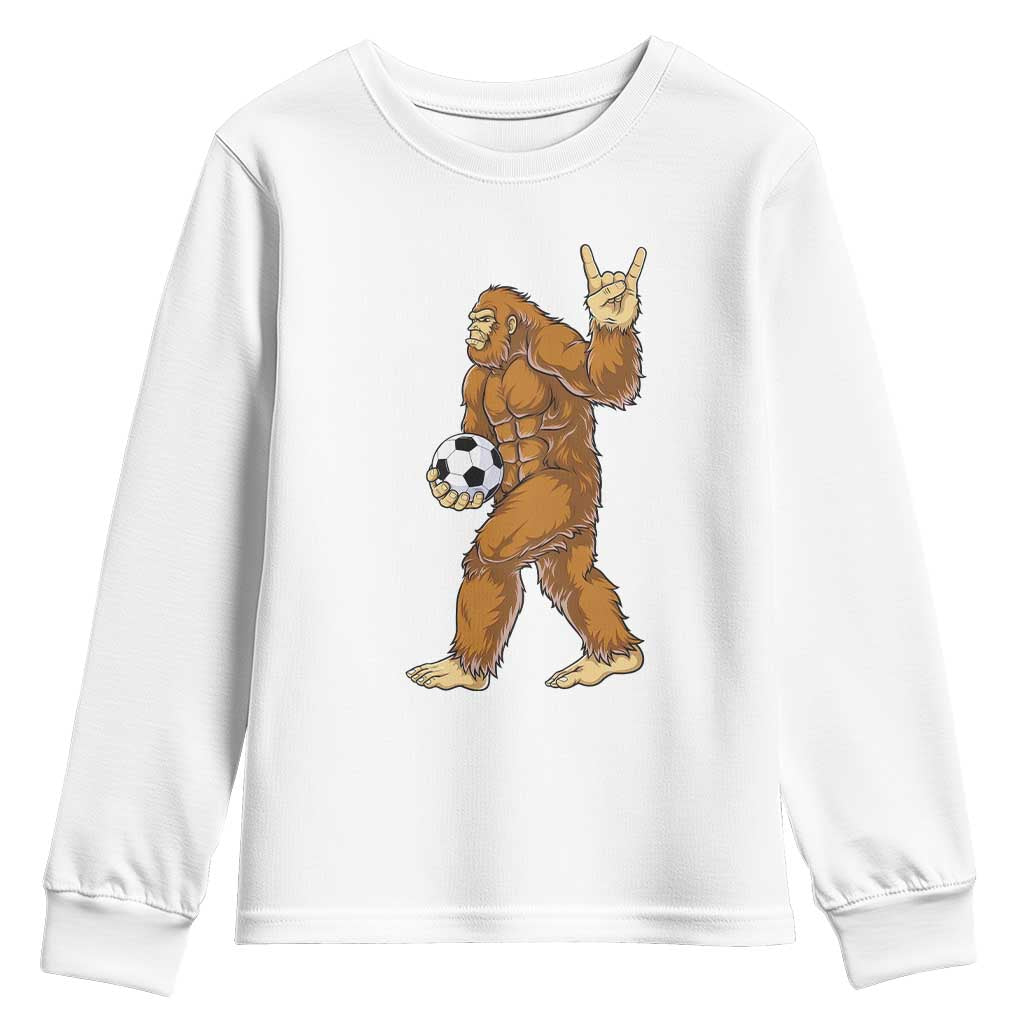 Funny Bigfoot Soccer Player Youth Sweatshirt Folklore Cryptid Gift