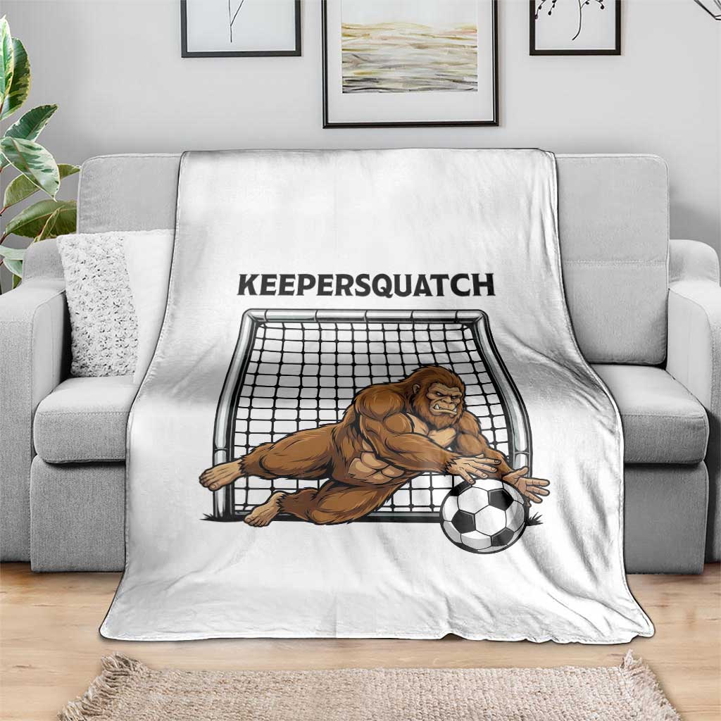 Funny Bigfoot Soccer Goalkeeper Throw Blanket Keepersquatch