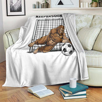 Funny Bigfoot Soccer Goalkeeper Throw Blanket Keepersquatch