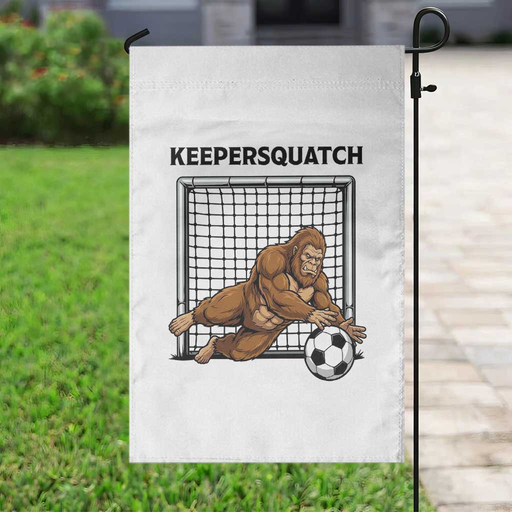 Funny Bigfoot Soccer Goalkeeper Garden Flag Keepersquatch