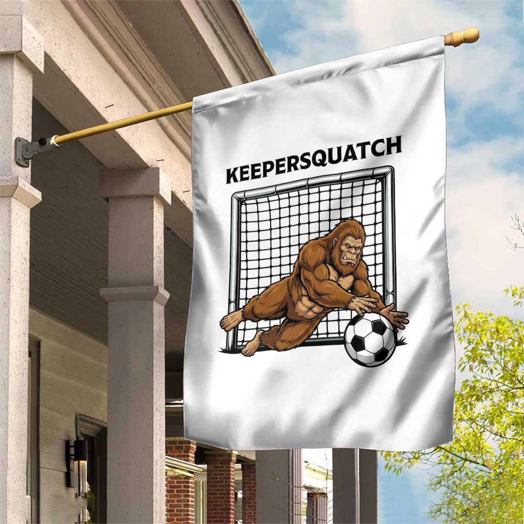 Funny Bigfoot Soccer Goalkeeper Garden Flag Keepersquatch