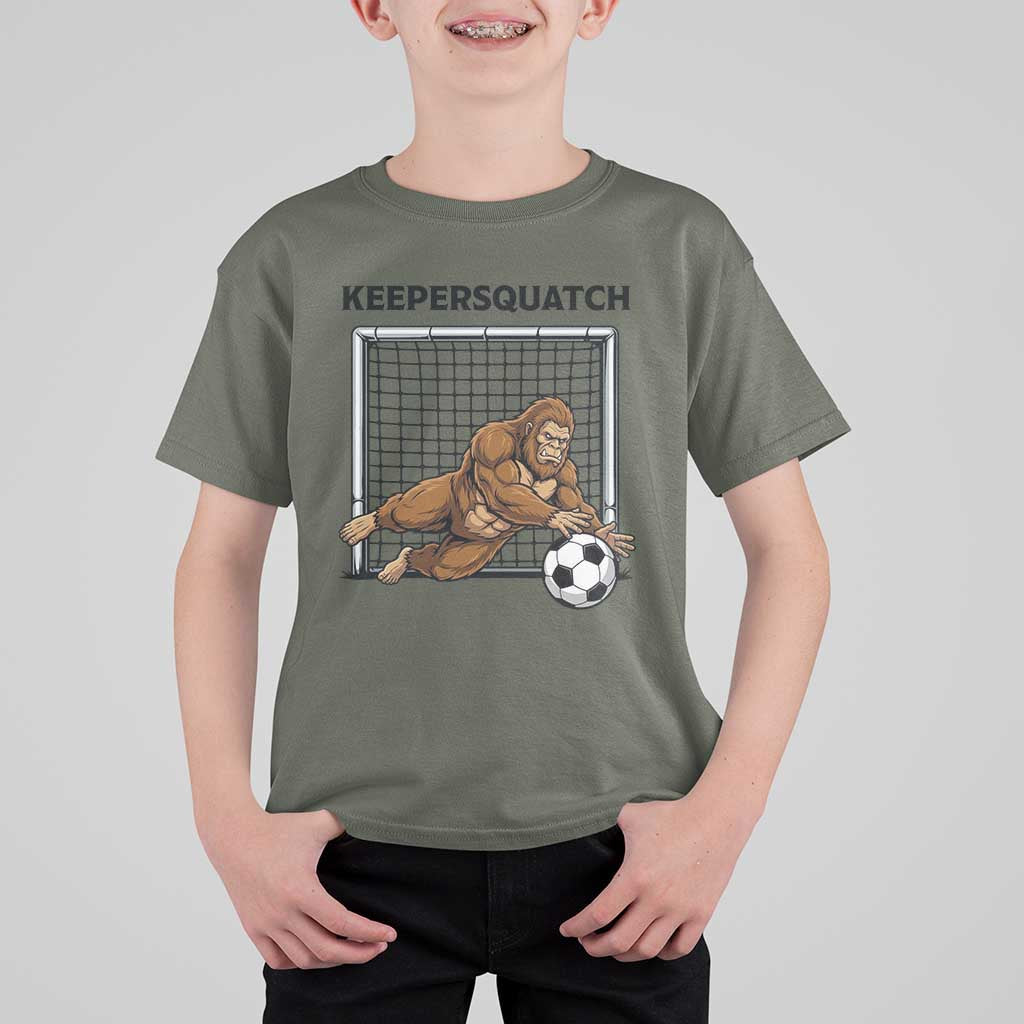 Funny Bigfoot Soccer Goalkeeper T Shirt For Kid Keepersquatch