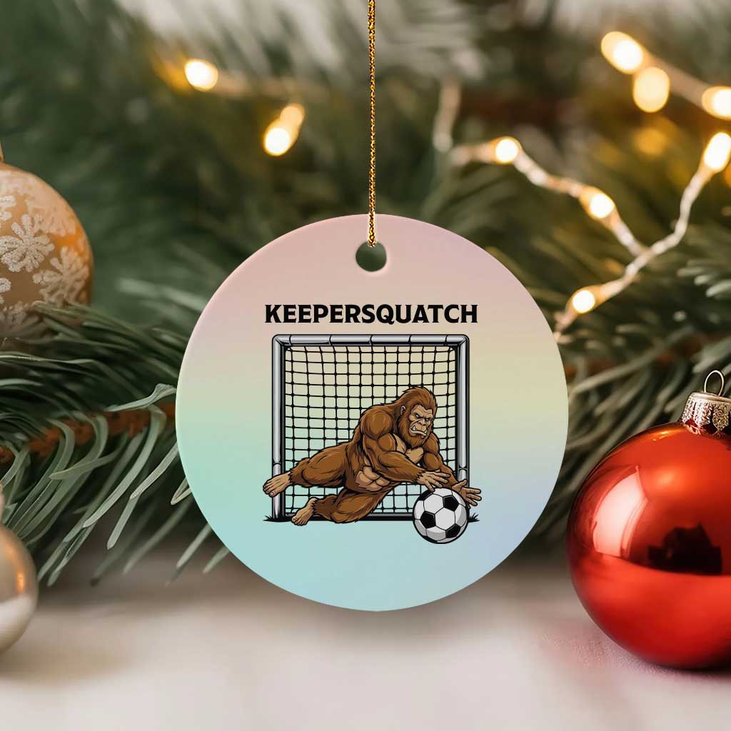 Funny Bigfoot Soccer Goalkeeper Ceramic Ornament Keepersquatch