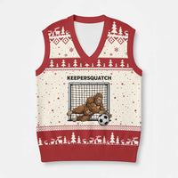 Funny Bigfoot Soccer Goalkeeper V-Neck Knit Sweater Vest Keepersquatch
