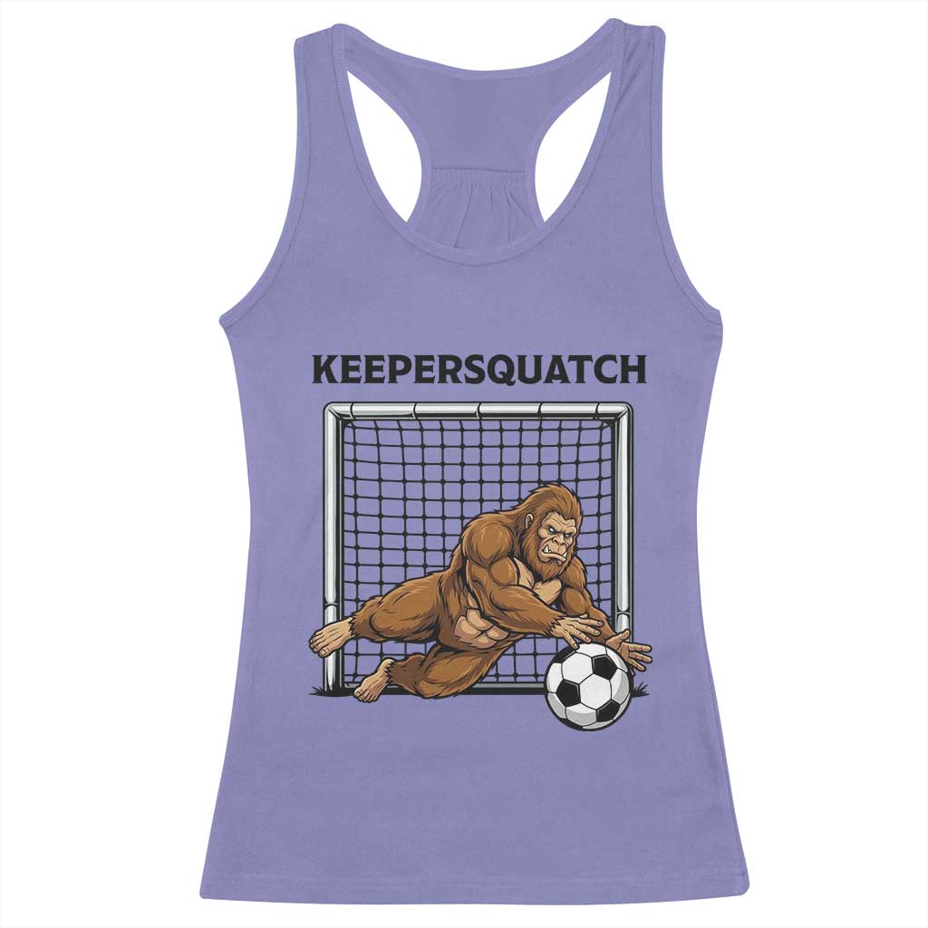 Funny Bigfoot Soccer Goalkeeper Racerback Tank Top Keepersquatch