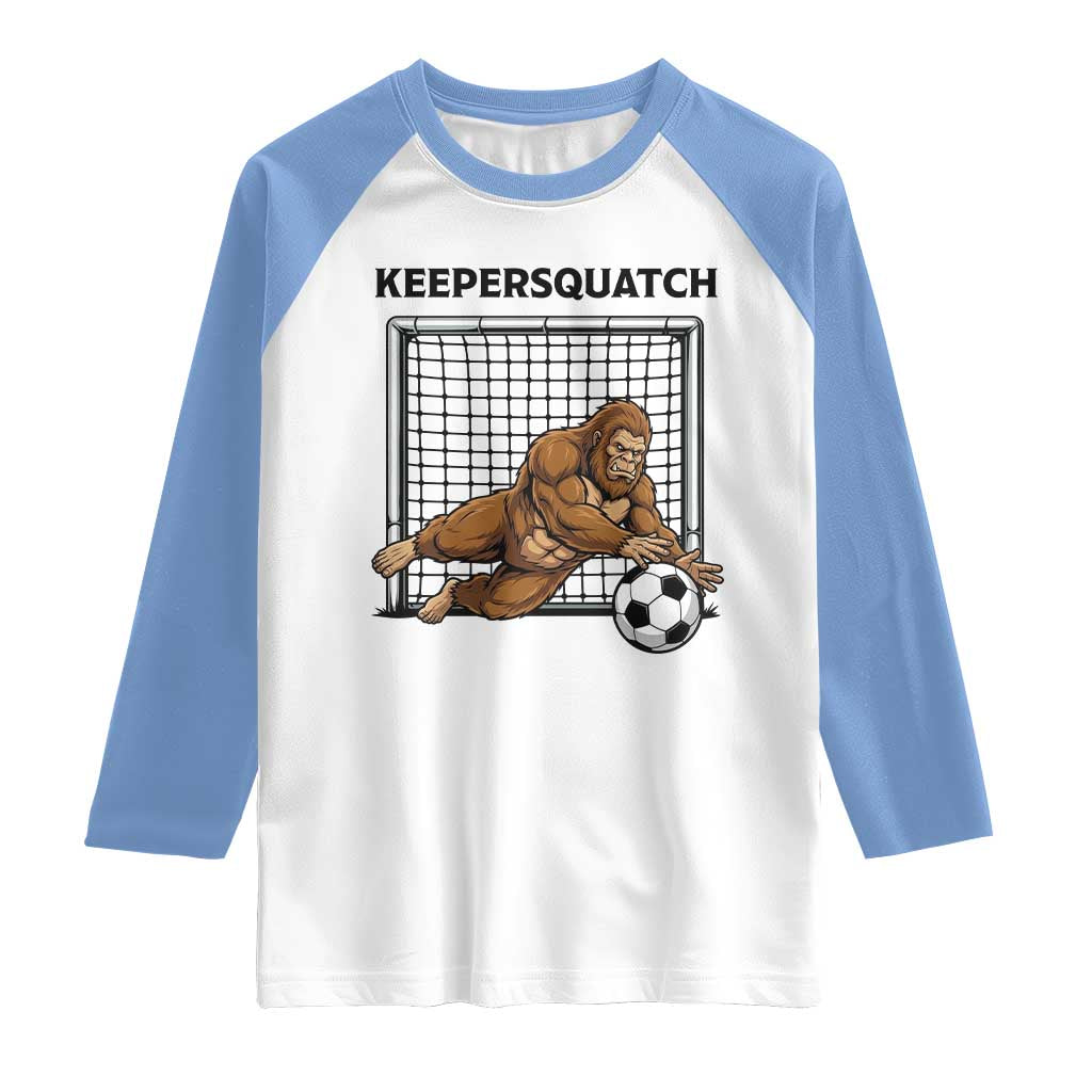 Funny Bigfoot Soccer Goalkeeper Raglan Shirt Keepersquatch