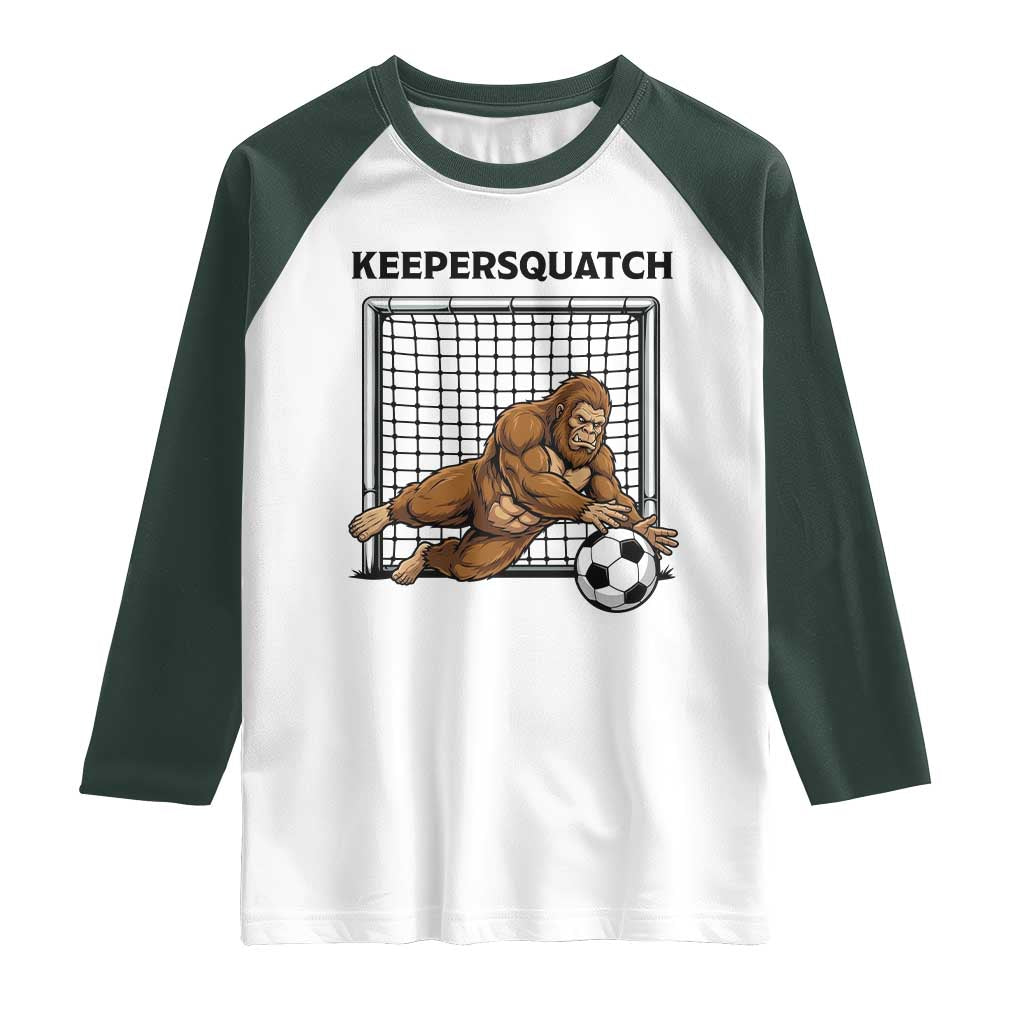 Funny Bigfoot Soccer Goalkeeper Raglan Shirt Keepersquatch