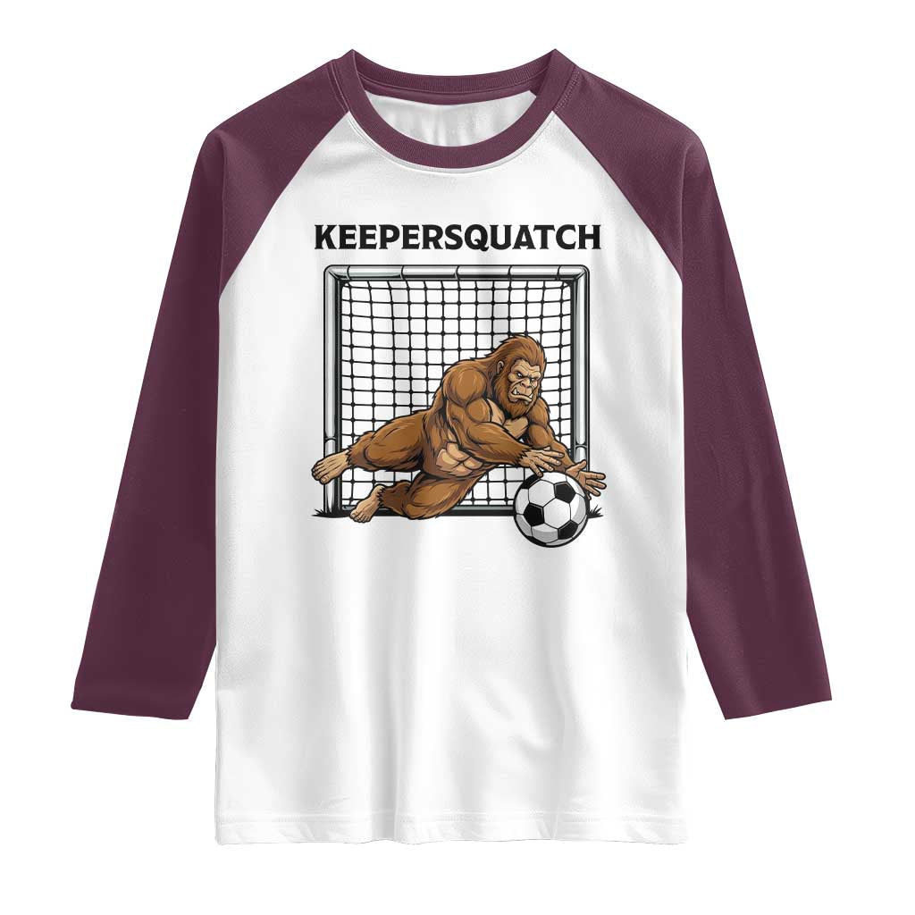 Funny Bigfoot Soccer Goalkeeper Raglan Shirt Keepersquatch