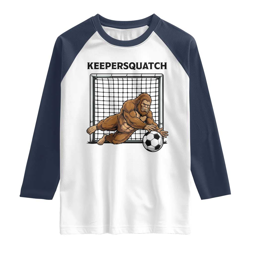 Funny Bigfoot Soccer Goalkeeper Raglan Shirt Keepersquatch