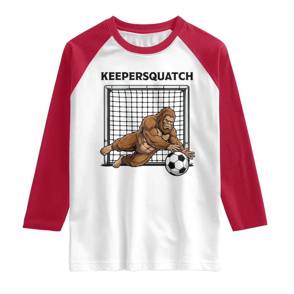 Funny Bigfoot Soccer Goalkeeper Raglan Shirt Keepersquatch