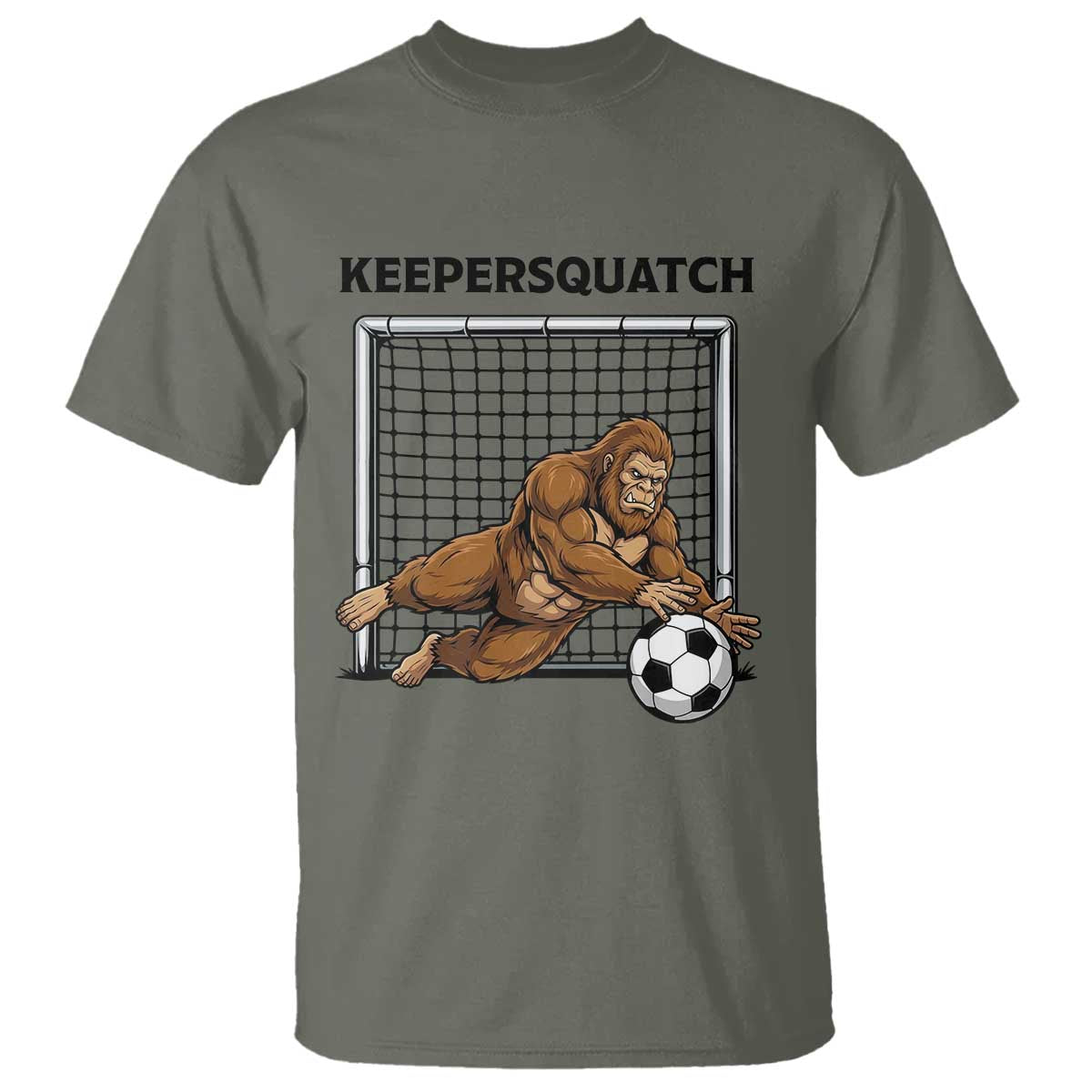 Funny Bigfoot Soccer Goalkeeper T Shirt Keepersquatch