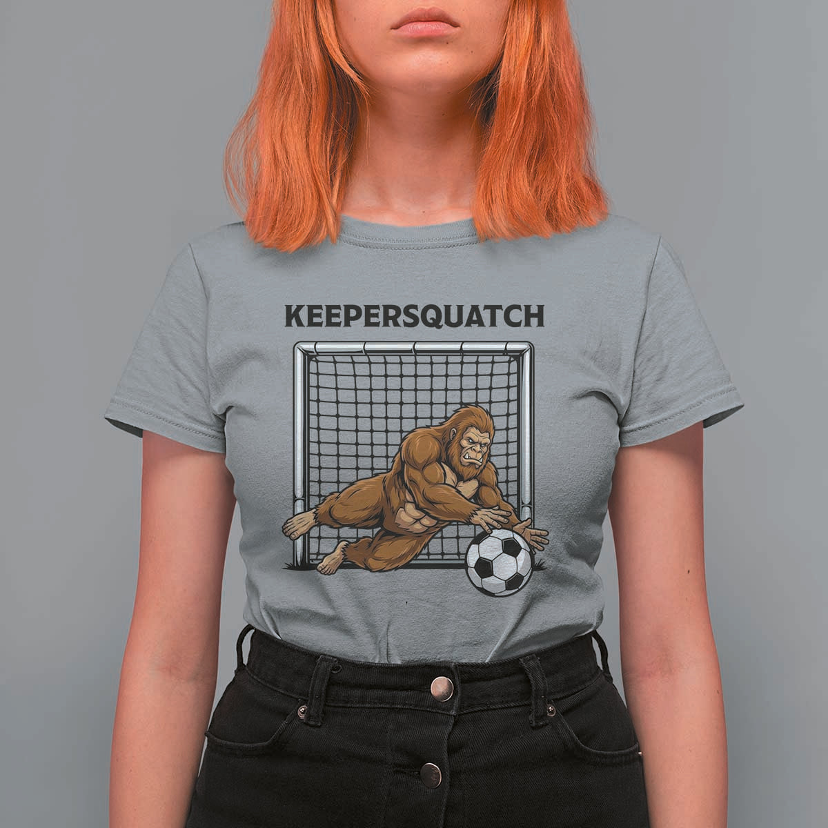 Funny Bigfoot Soccer Goalkeeper T Shirt For Women Keepersquatch