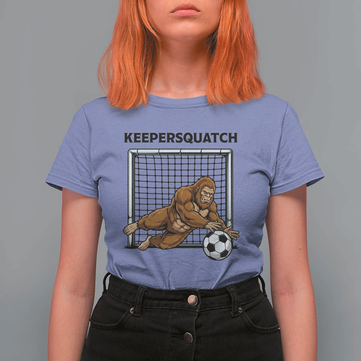 Funny Bigfoot Soccer Goalkeeper T Shirt For Women Keepersquatch