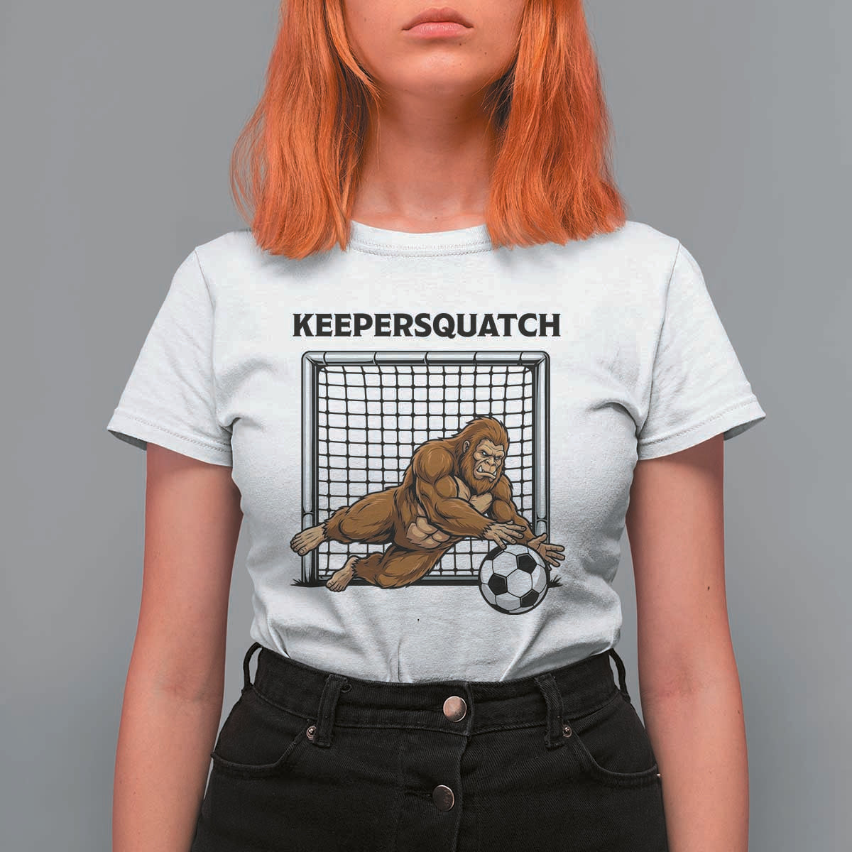 Funny Bigfoot Soccer Goalkeeper T Shirt For Women Keepersquatch