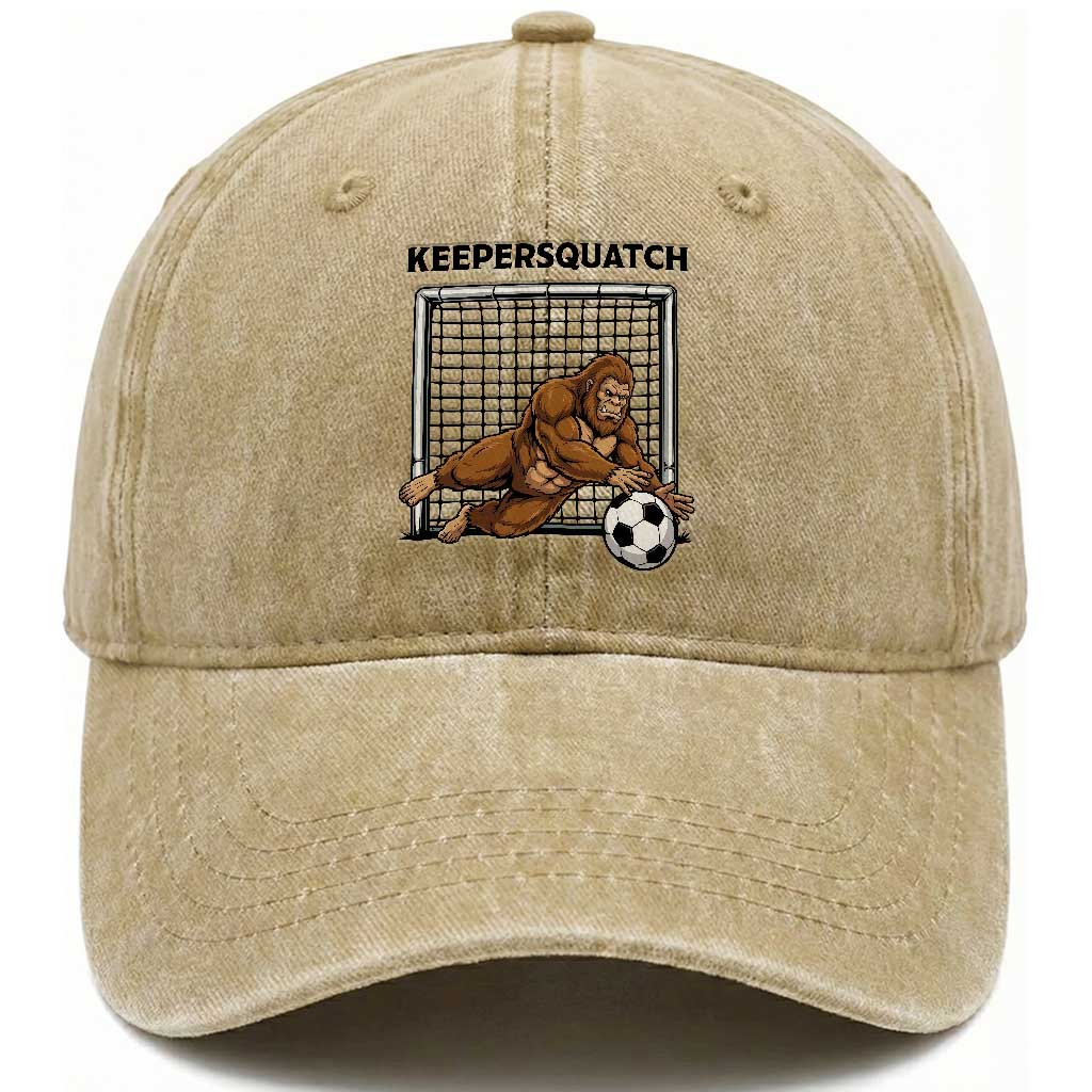 Funny Bigfoot Soccer Goalkeeper Washed Cotton Baseball Cap Keepersquatch