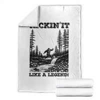 Kickin It Like A Legend Throw Blanket Funny Bigfoot Soccer Player