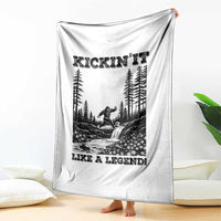 Kickin It Like A Legend Throw Blanket Funny Bigfoot Soccer Player