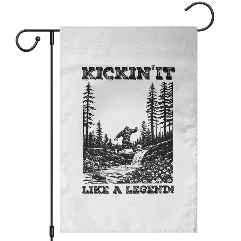 Kickin It Like A Legend Garden Flag Funny Bigfoot Soccer Player