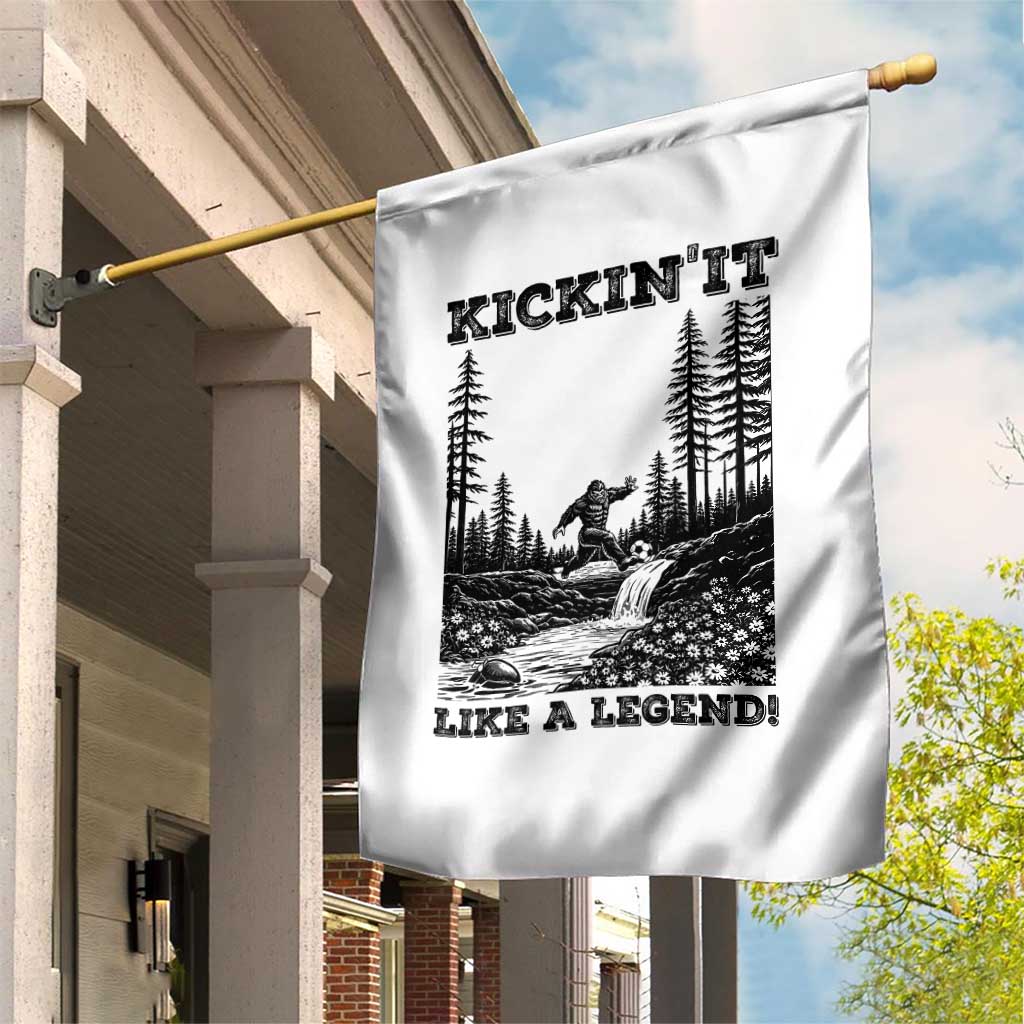 Kickin It Like A Legend Garden Flag Funny Bigfoot Soccer Player
