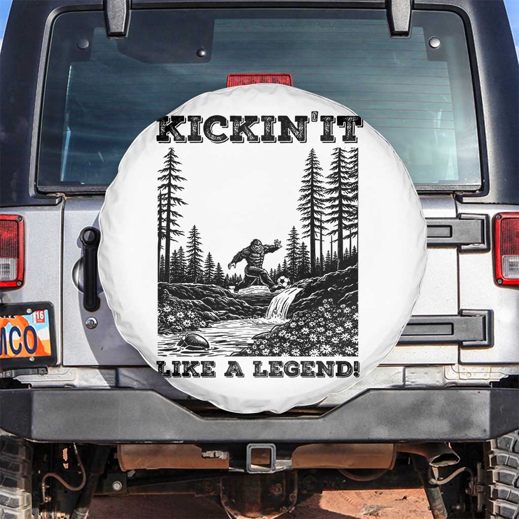 Kickin It Like A Legend Spare Tire Cover Funny Bigfoot Soccer Player