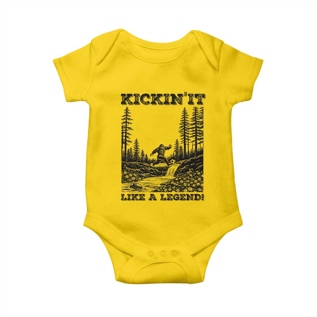 Kickin It Like A Legend Baby Onesie Funny Bigfoot Soccer Player